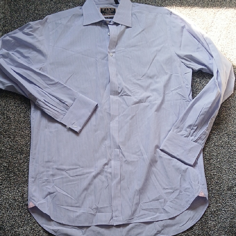 NWOT Thomas Pink Light Blue Pink Stripe Dress Shirt 16 1/2 -36 1/2